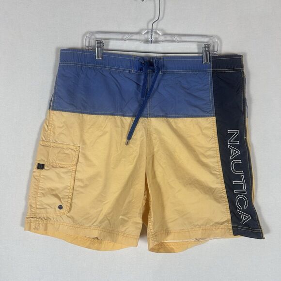 Nautica Surf Board Shorts Mens Medium Lined Nylon Tropical Beach Swim Trunks - Picture 1 of 10